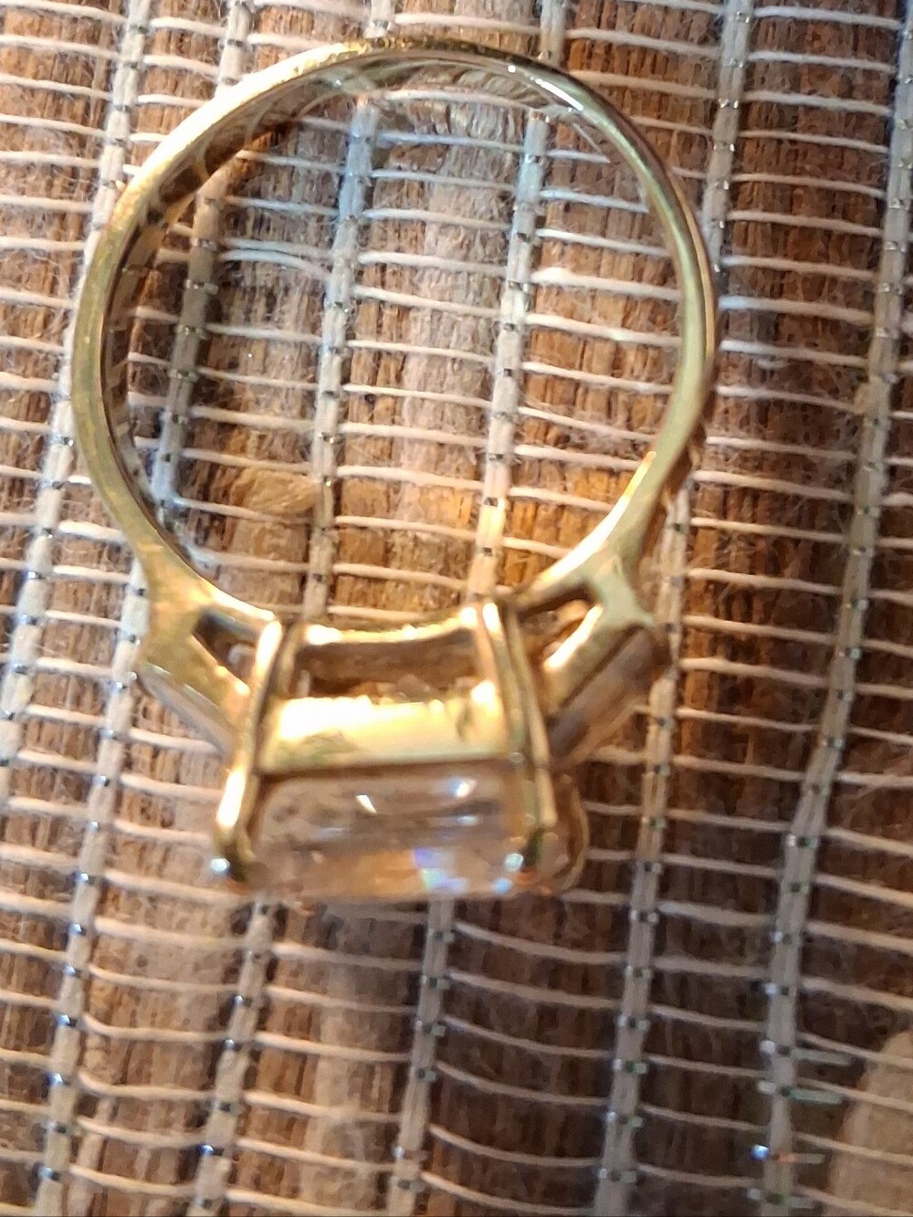 Vintage 1990's 14K Gold Square Cut Cubic Zirconia Statement Ring - Picture 4 of 11